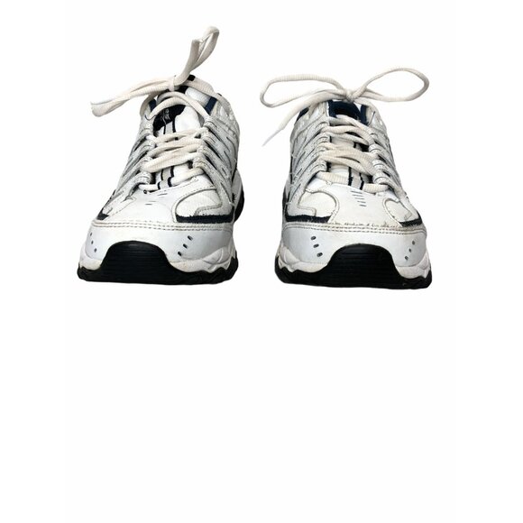 Skechers Sneakers Athletic Shoes 50127 Mens 8 Memory Fit White Navy Blue Reprint - Picture 6 of 10